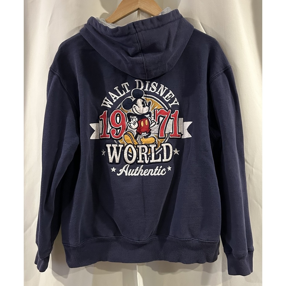 Disney Parks Full Zip Hoodie Jacket Medium Blue Walt Disney World Mickey Logo